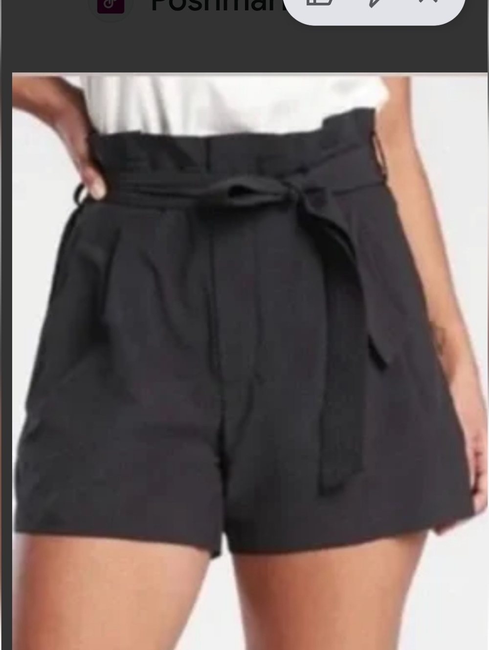 Athleta Skyline 11 HighWaist Pleated Tie-Front Women's Shorts  Navy Blue. Sz 20